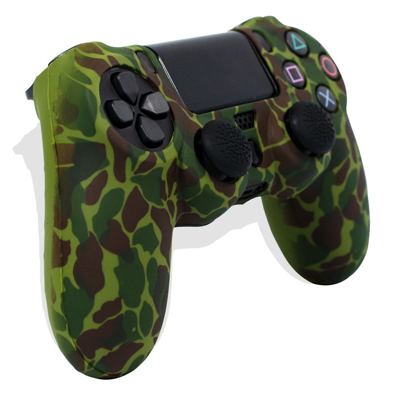 Funda-de-Silicona-para-mando-PS4-Camuflaje-Verde-Oscuro