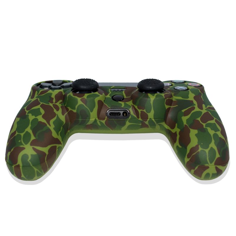 Funda-de-Silicona-para-mando-PS4-Camuflaje-Verde-Oscuro