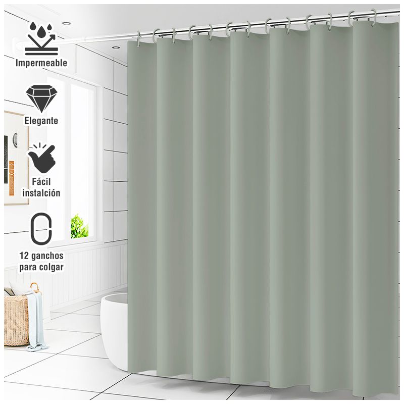 Cortina-de-Baño-Impermeable-Premium-180x180-Verde-U88