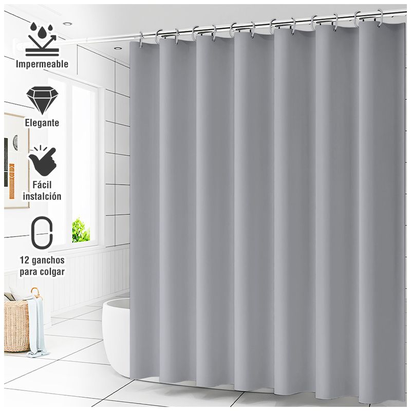 Cortina-de-Baño-Impermeable-Premium-180x180-Plomo-U88
