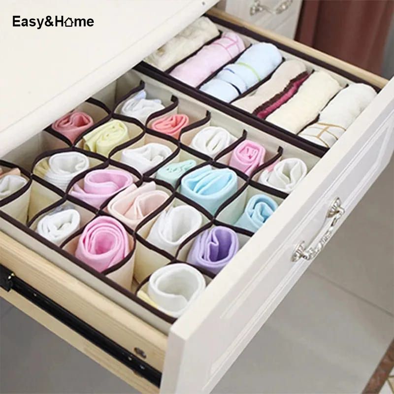 Juego-de-4-Organizadores-Plegables-de-Ropa-Interior-Easy-Home-Beige