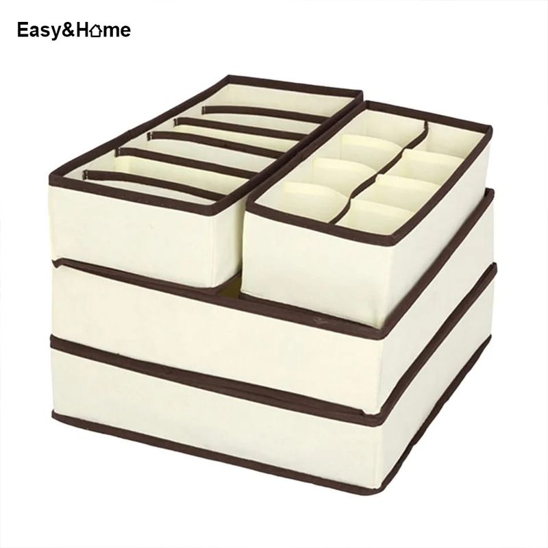 Juego-de-4-Organizadores-Plegables-de-Ropa-Interior-Easy-Home-Beige