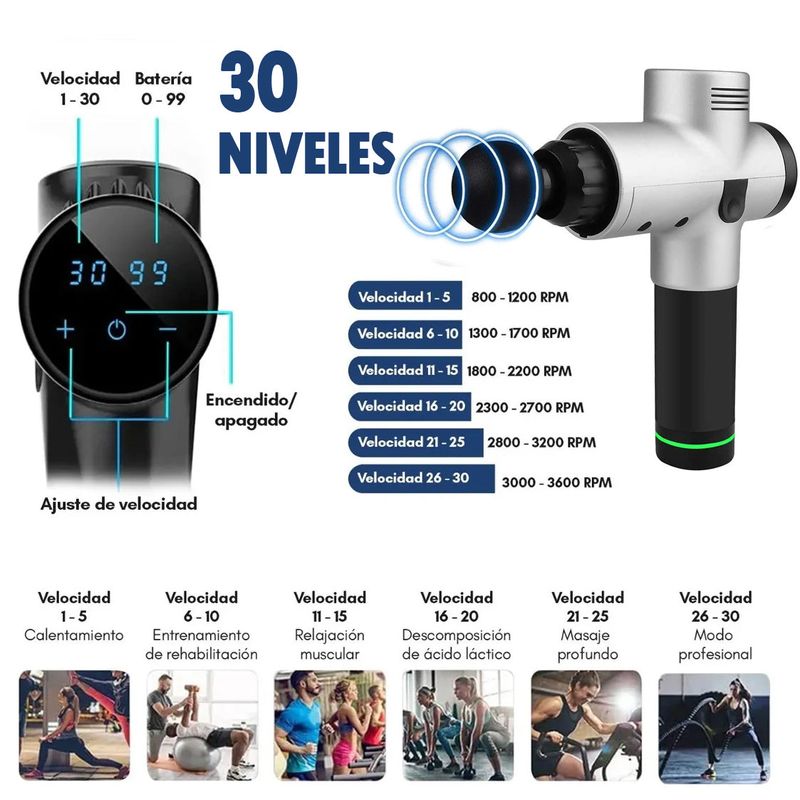 Pistola-de-Masaje-Muscular-30-Niveles---Profesional-con-pantalla-LCD