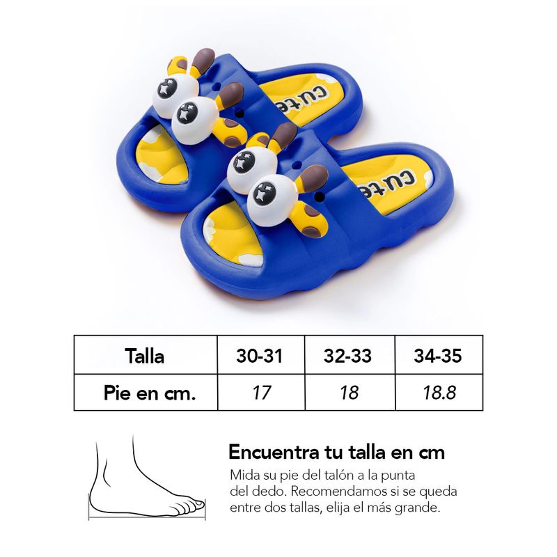 Sandalias-Kawaii-para-Niños-Diseño-3D-Jirafa-Azul-Z35-Talla-30-31