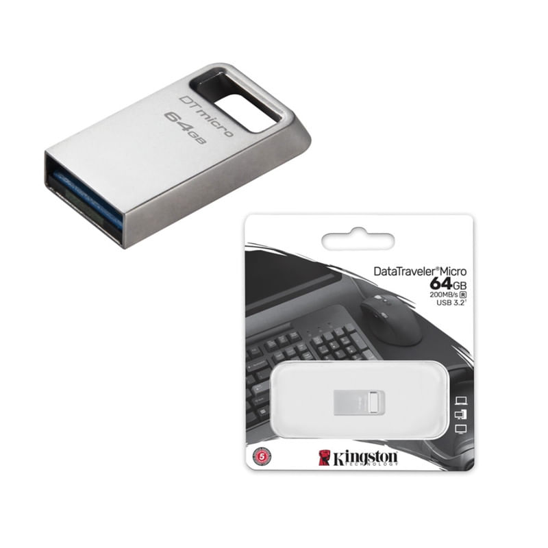 Memoria-Usb-Kingston-DataTraveler-Micro-64GB-Ultra-Pequeño-Metal