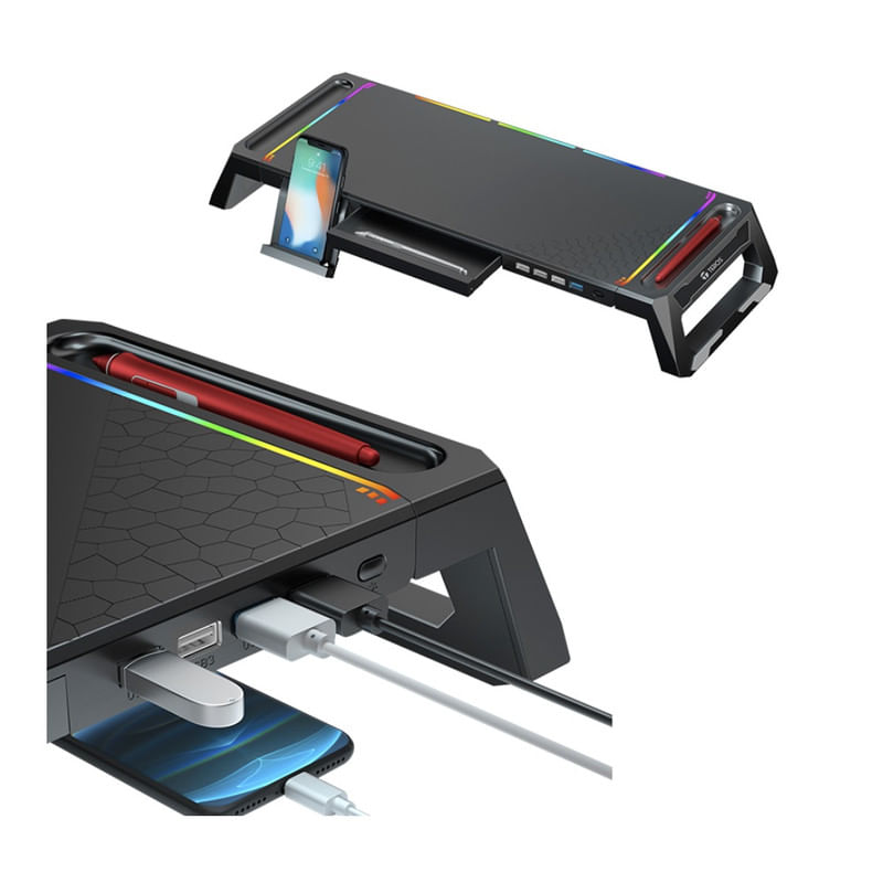 Stand-Teros-para-Monitor-TE7131-rgb-Multiproposito-con-4-Puertos-Usb