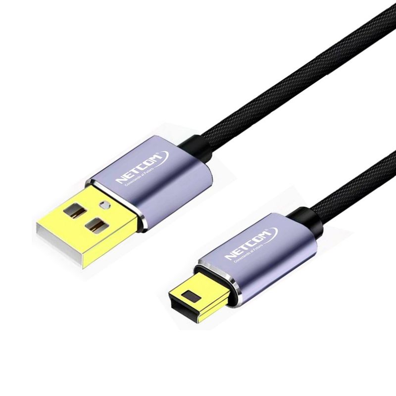 Cable-USB-20-a-Mini-USB-V3-5-pines-18-Metros-NETCOM-480Mbps-nylon