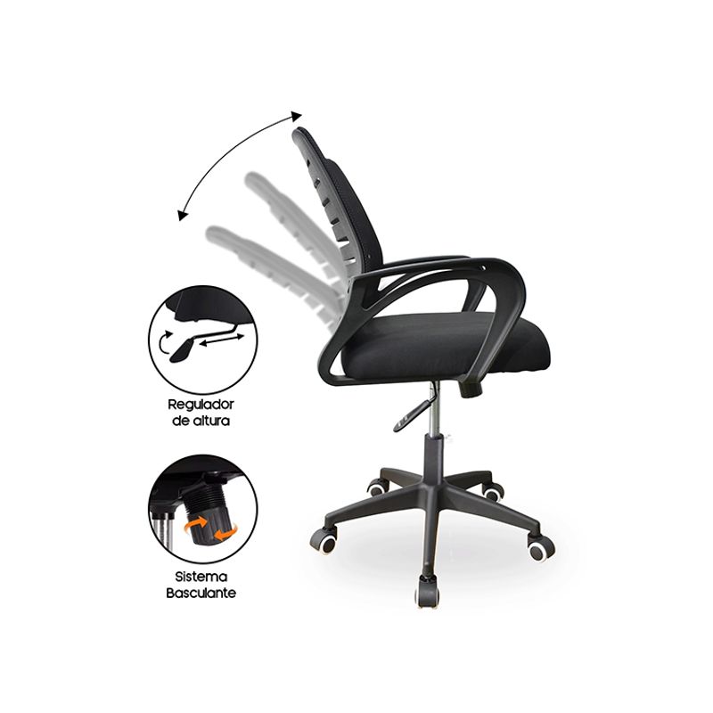 Silla-Ergonomica-de-Oficina-Oskar-Base-de-Nylon---Sistema Basculante