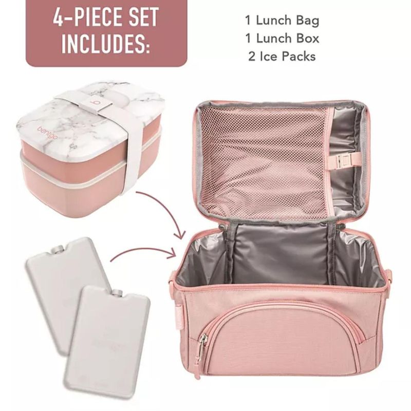 Set-Lonchera-Deluxe-Bentgo-4-piezas--Bolsa-termica-Ice-Pack-y-Bento-Classic---Rosa