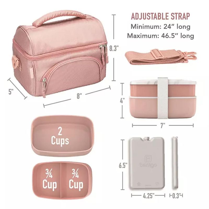 Set-Lonchera-Deluxe-Bentgo-4-piezas--Bolsa-termica-Ice-Pack-y-Bento-Classic---Rosa