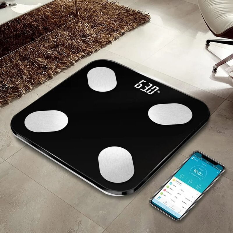 Balanza-Digital-Bluetooth-Masa-Corporal-Peso-Ideal-Negro