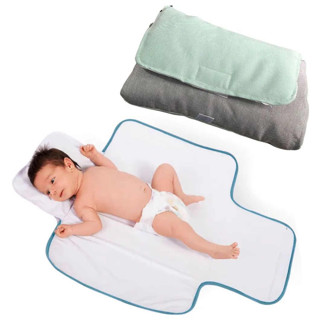 Almohada Y Cambiador Acolchado Portátil Bebé azul