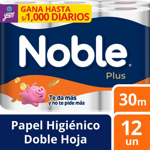 Papel Higiénico NOBLE Plus 30mts Paquete 12un