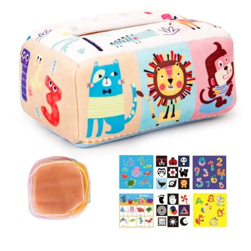 Cajita-de-Pañuelos-de-Tela-Sensorial-Animales-Magicos