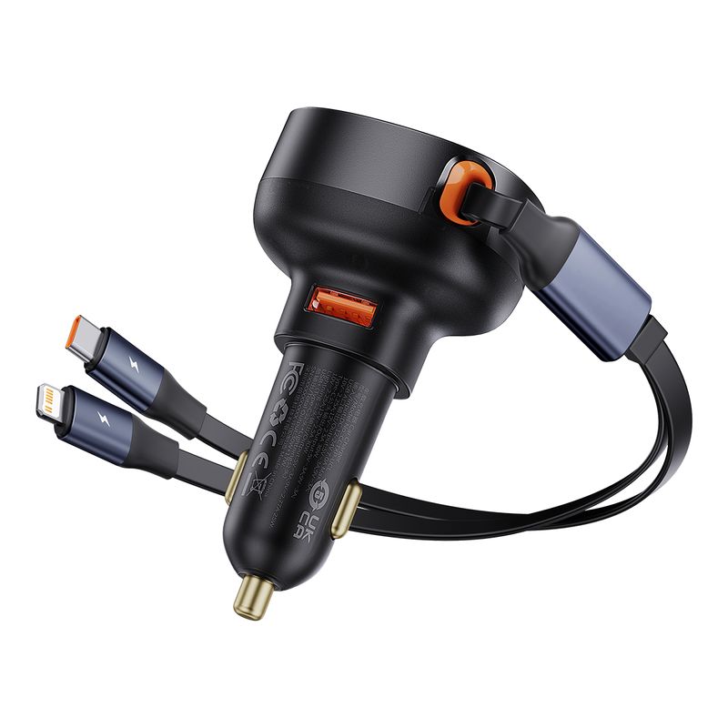 Cargador-Baseus-de-Auto-60W-Max-con-Cable-Retractil-Carga-Rapida-Tipo-C-Lightning-iPhone