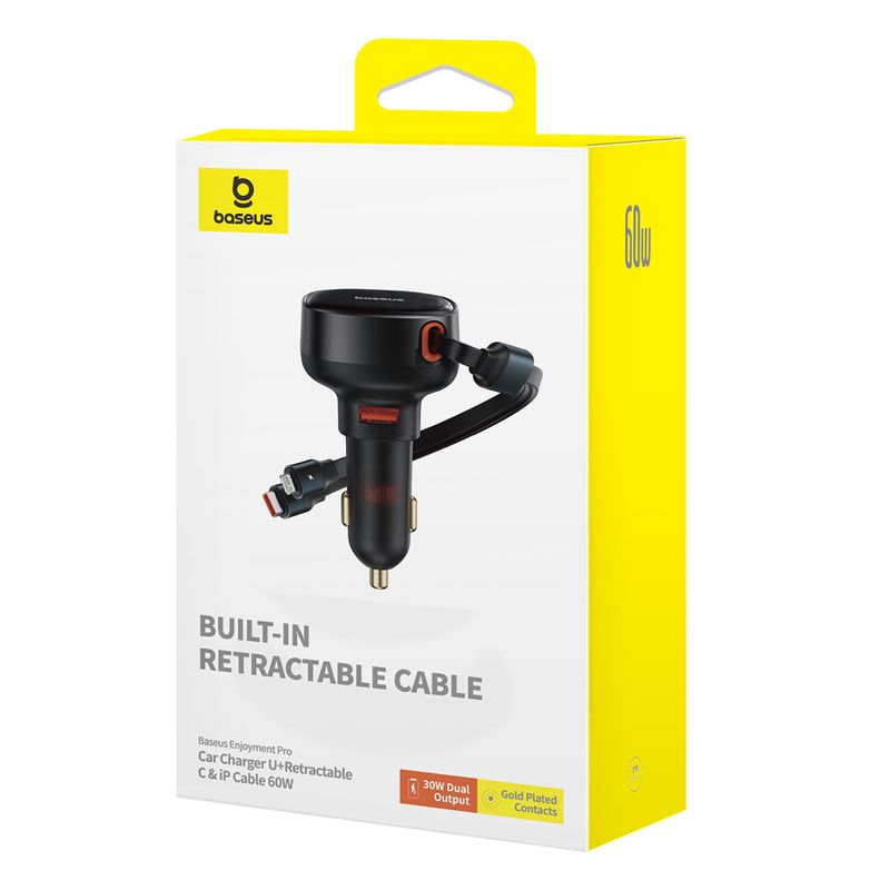 Cargador-Baseus-de-Auto-60W-Max-con-Cable-Retractil-Carga-Rapida-Tipo-C-Lightning-iPhone