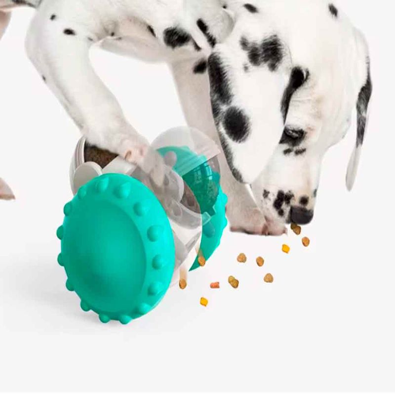 Juguete-para-Perros-Robot-Dispensador-Balancin-con-Llantas-Turquesa