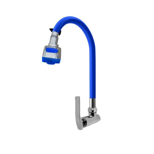 Llave caño de lavadero flexible para pared doble chorro C&A 200535 Azul