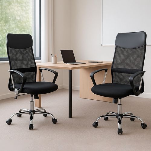 Pack x2 Sillas de Oficina Ejecutiva Base de Acero Komsum Milan Negro