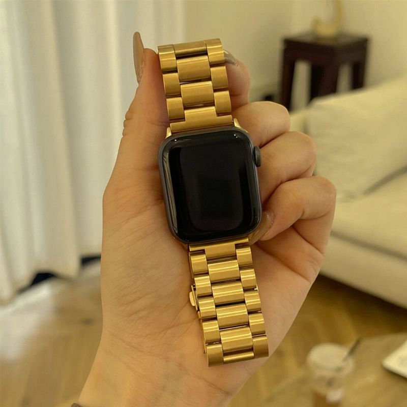 Correa de Acero para Apple Watch Color Dorado Eslabones 42-44-45