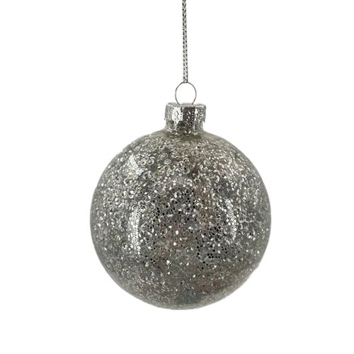Bola Plateada Textura 8 Cm