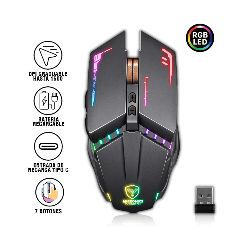 MOUSE GAMER INALÁMBRICO MICRONICS RANGER MIC M822RX - Shopstar