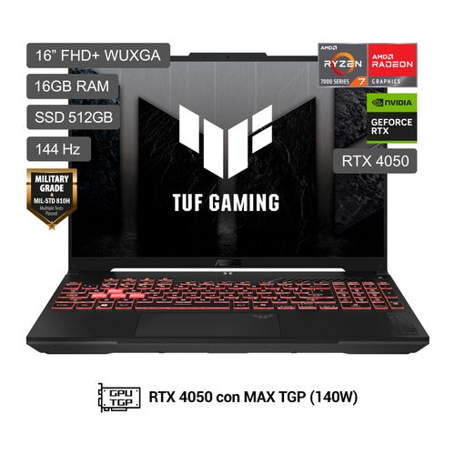 Laptop ASUS TUF Gaming A16 AMD Ryzen 7 7445HS 512GB SSD 16GB RAM 16"
