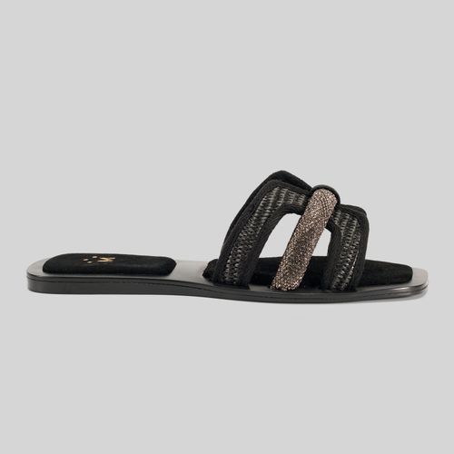 Sandalias Malabar Collection Mujer Flatshine Negro