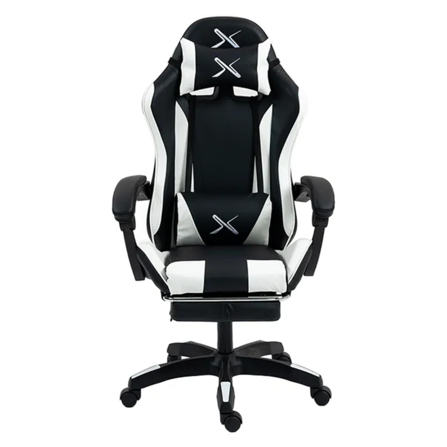 Silla Gamer Lyzor con Posapiés SGBWTWN135A Negra y Blanca