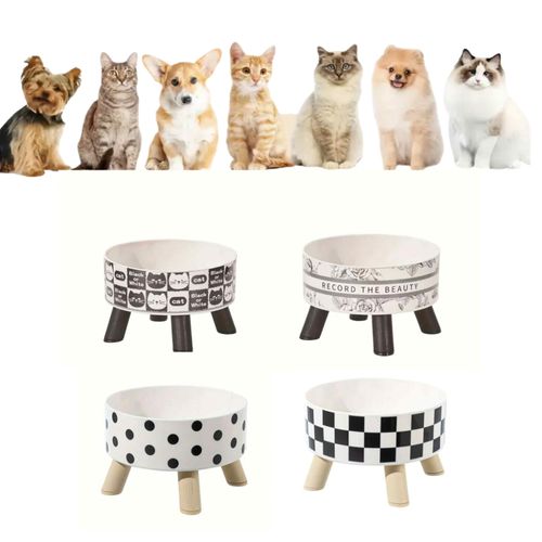 PLATO ELEVADO VINTAGE DE MASCOTAS - GATOS PERROS