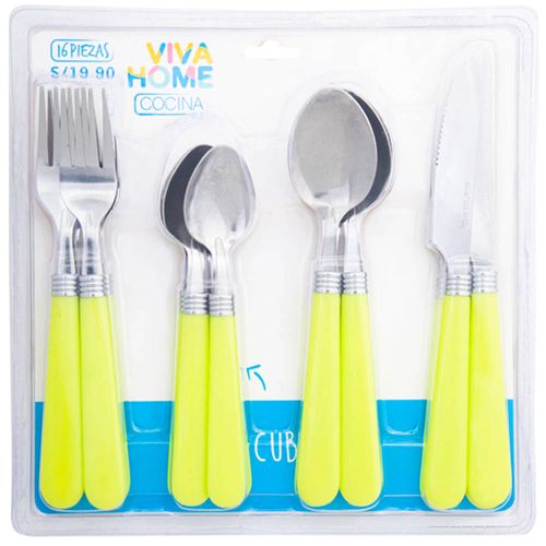 Set de Cubiertos VIVA HOME Mango de Plástico 16pzas