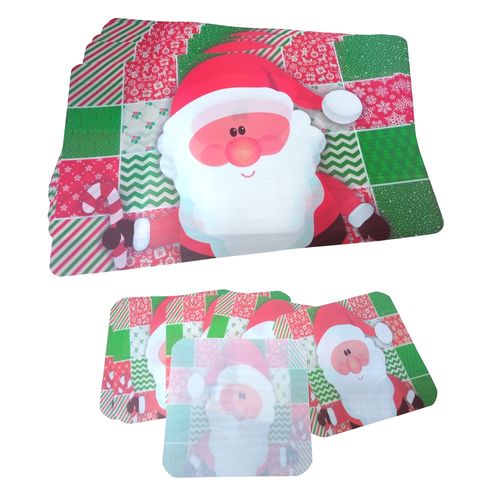 set de 6 Individuales navideños para mesas y 6 Porta vasos o taza