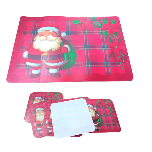 set de 6 Individuales navideños para mesas y 6 Porta vasos o taza