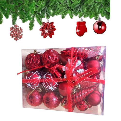 Set de adornos de bolas navideñas set de 30 pcs Rojo