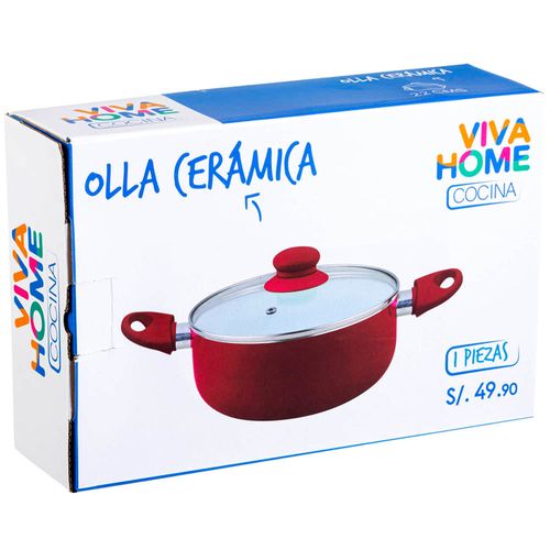 Olla de Cerámica VIVA HOME 22cm Rojo