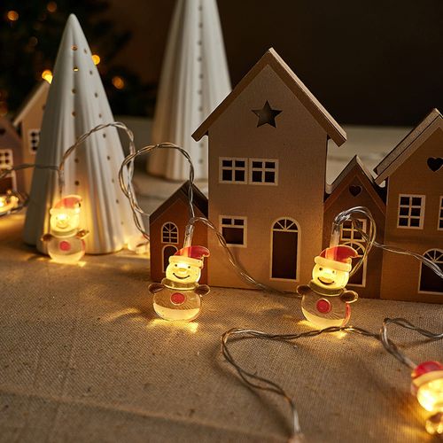 Cadena 10 Luces LEDS Muñecos de Nieve Acrílico Orange