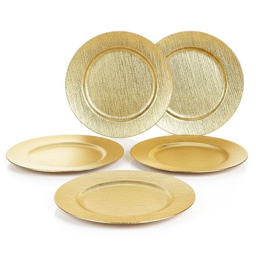 PLATO DE SITIO 4 PZAS NAVIDAD RAYOS DORADO 33CM 13"