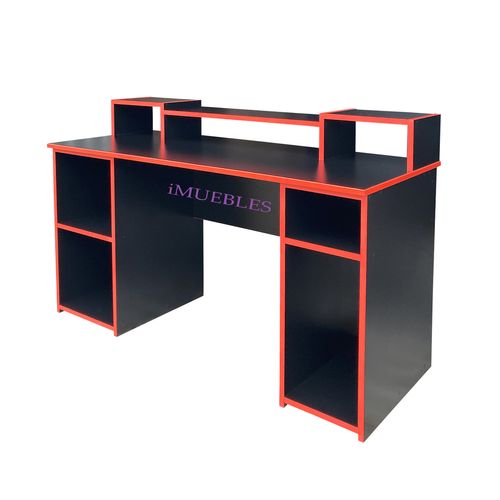 Escritorio GAMER en Melamina Mesa Gamer Juegos color Rojo/Negro