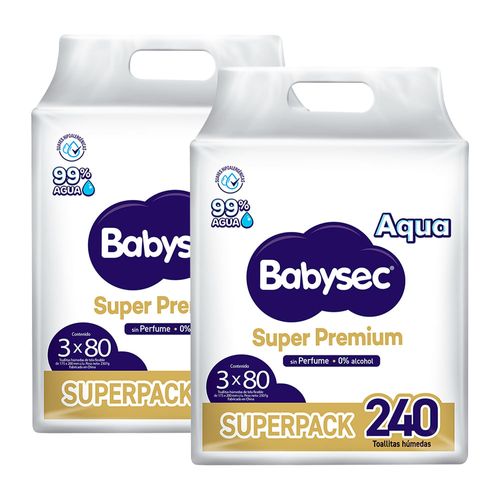 Pack Toallitas Húmedas BABYSEC Super Premium Paquete 240un x 2un