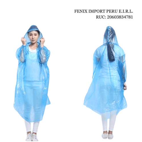 Poncho de Lluvia Impermeable de Manga Larga Azulino