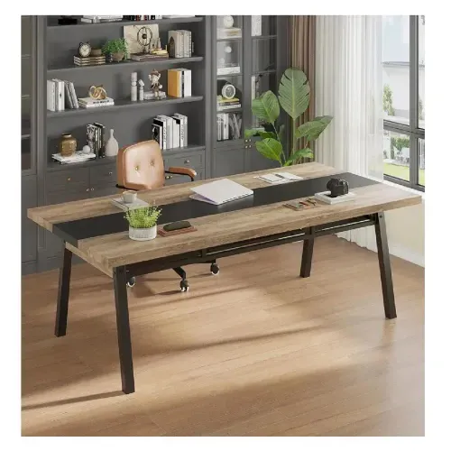 Mesa Moderna de Comedor TU MESITA Rodisia color Marrón/Negro 2 cajones