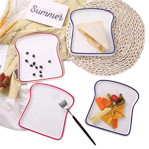 Set de 4 Vajillas Plato para Desayuno Forma de Tostada