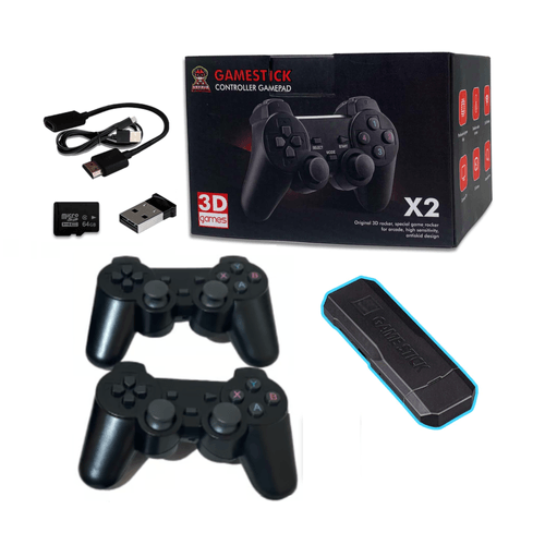 Consola Retro Game Stick Negro X2, 20 Mil Juegos Con Mandos Inalámbricos