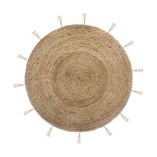 Alfombra redonda Cosy 80cm Yute y Lurex Beige Atmosphera