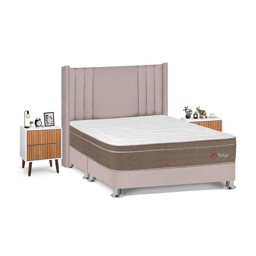 Juego de Dormitorio Forli Sirius King Beige + Velador Milan