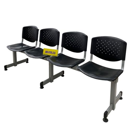 Banca de Espera Tándem de 4 Asientos Color Negro– Modelo T4 – TEMEL