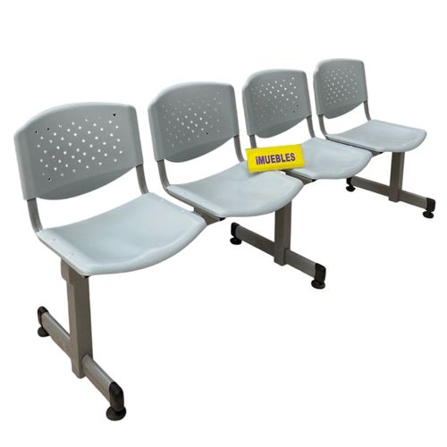 Banca de Espera Tándem de 4 Asientos Color Gris – Modelo T4 – TEMEL