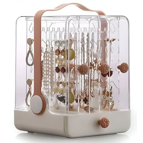 Joyero Organizador De 4 Divisiones Con Asa Base Blanca