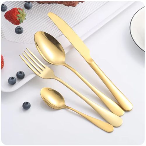 Set de Cubiertos acero inoxidable 304 dorado 40 piezas pulido espejo