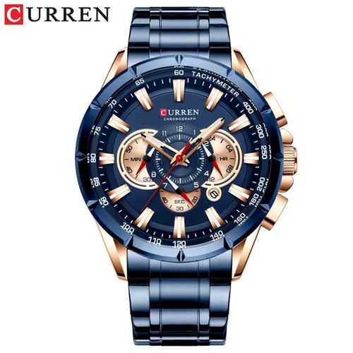 RELOJ HOMBRE CURREN 8363 ACERO INOXIDABLE DE LUJO QUARTZ CON CRONÓGRAFO AZUL